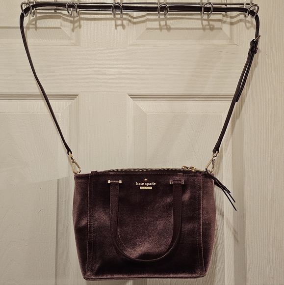 Kate Spade EUC Velvet Mini Kona Satchel Crossbody Bag in Purple - Picture 1 of 16
